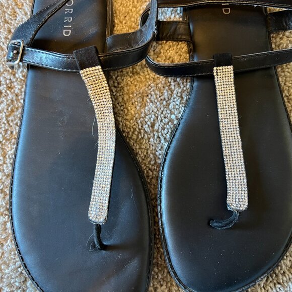 Torrid Rhinestone Black T-Strap Sandals Women's Size 12W - Picture 5 of 11